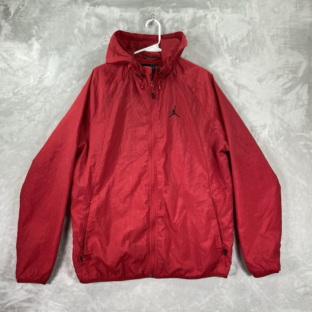 Air Jordan Jacket Mens Large Wings Windbreaker Full Zip Hooded Training Lined